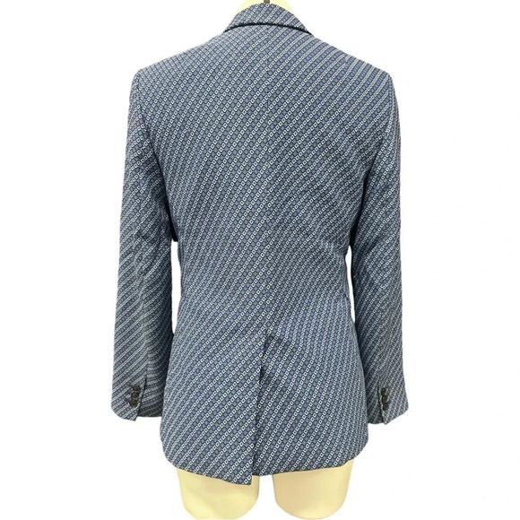 Banana Republic Geometric Blue Black White Blazer Jacket Business Career Preppy - Picture 4 of 10